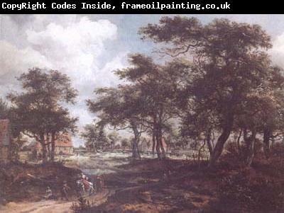 Meindert Hobbema Wooded Landscape with Travellers (mk25)